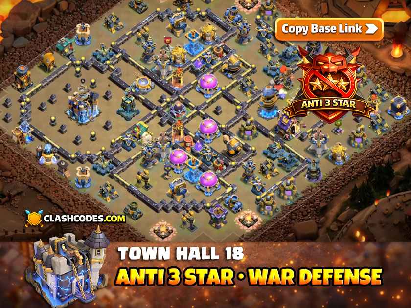 Layout for TH18 War with crafted Lava Launcher released in April 2026 update - Clash of Clans