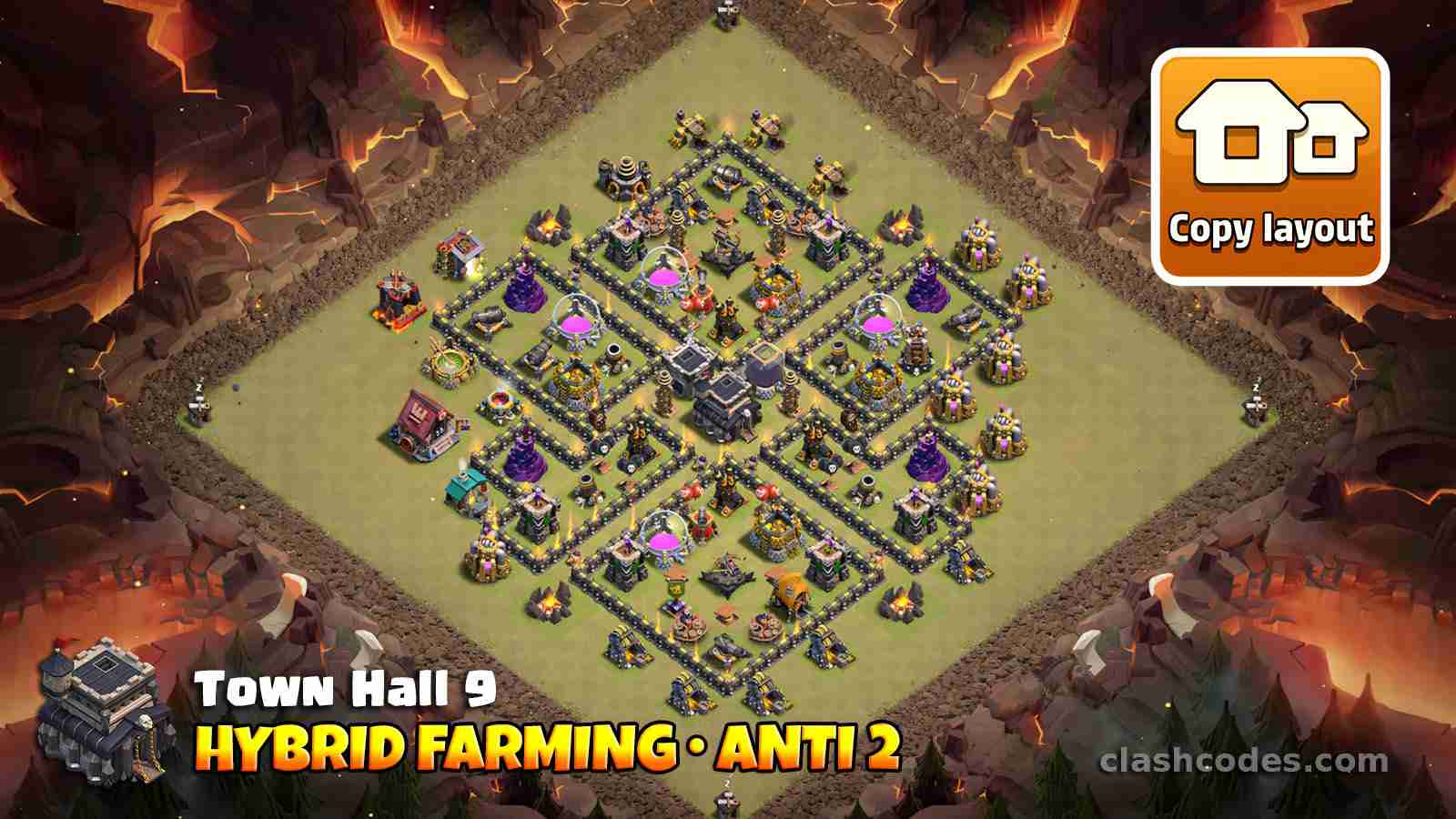 Hybrid layout protecting dark elixir storage