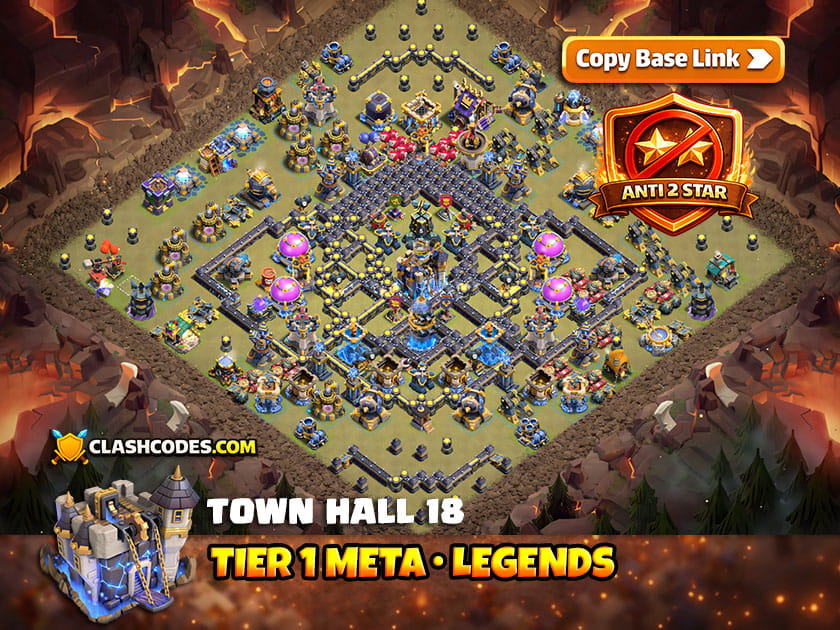 Trending TH18 Meta Legend League Tier 1 Design (Anti 2 Star)