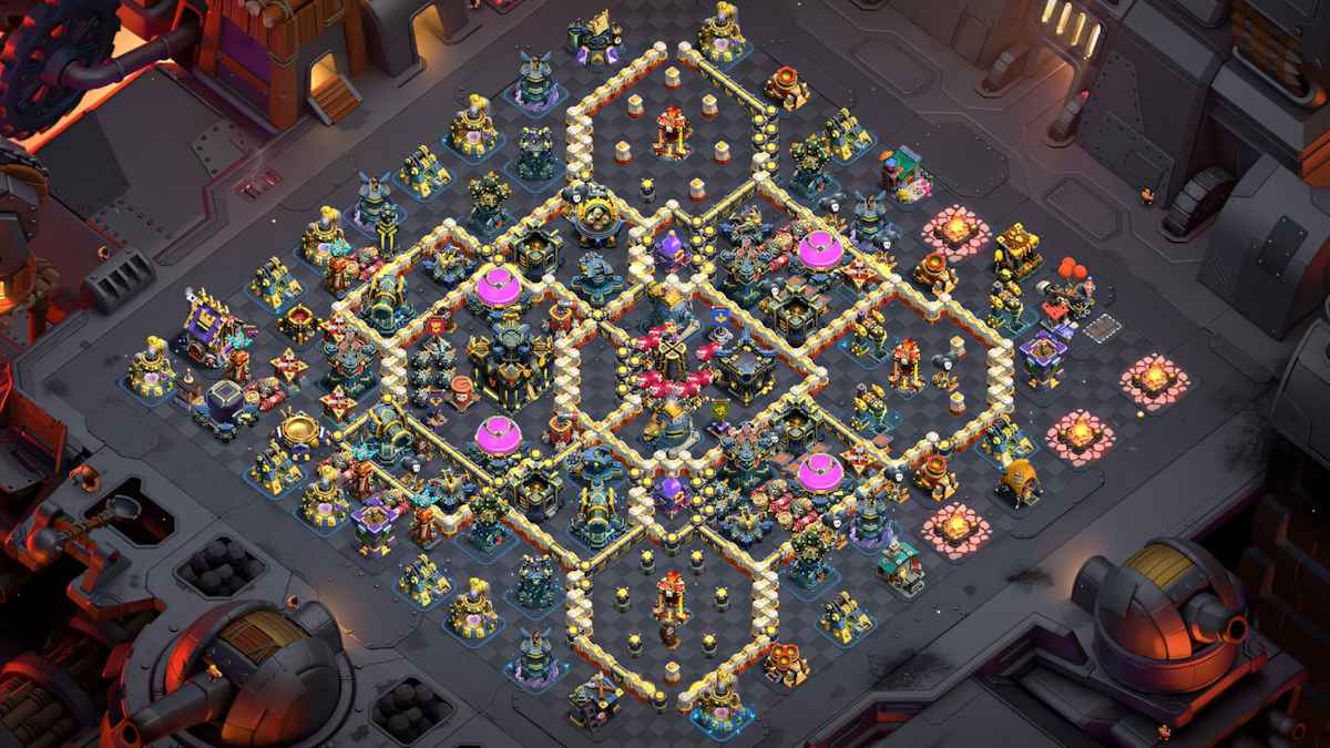 Rage boosted TH17 base that melts enemy troops