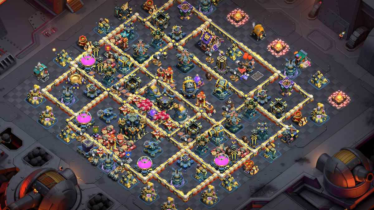 Town Hall 17 farming base with hybrid design for protecting trophies in Clash of Clans 2025