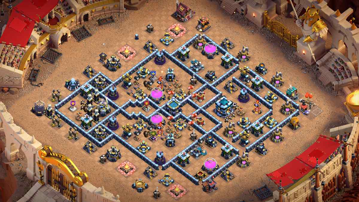 Balanced TH13 Hybrid Base Layout for Trophy Push and Loot Protection