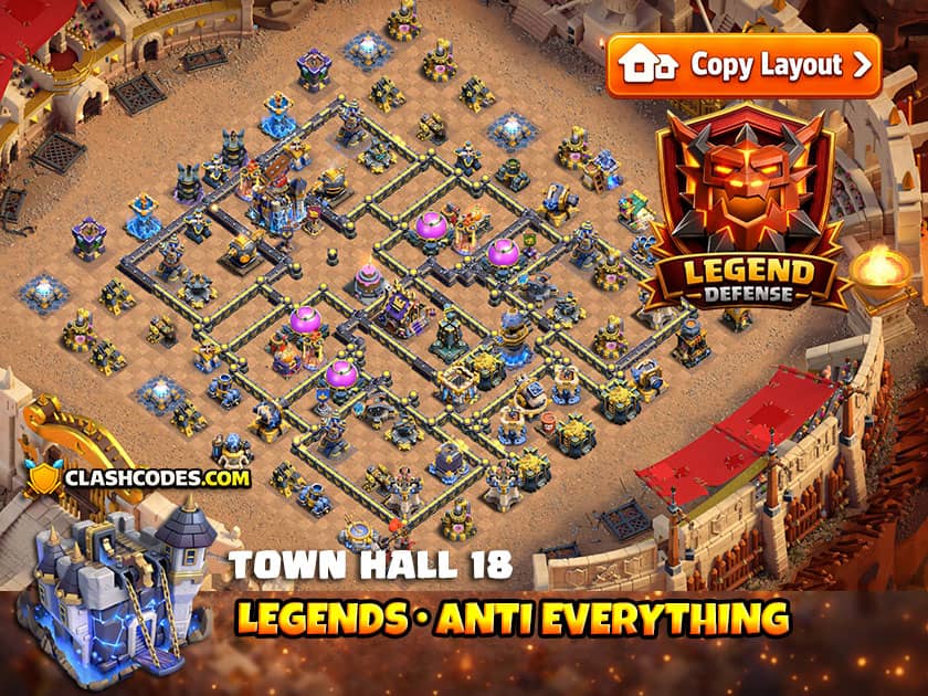 Legend League layout with layered compartments that force longer attacks and lower destruction