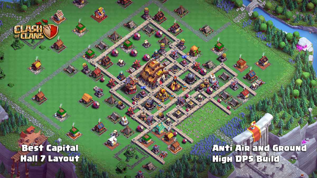 High DPS Capital Hall 7 Base For Clash of Clans