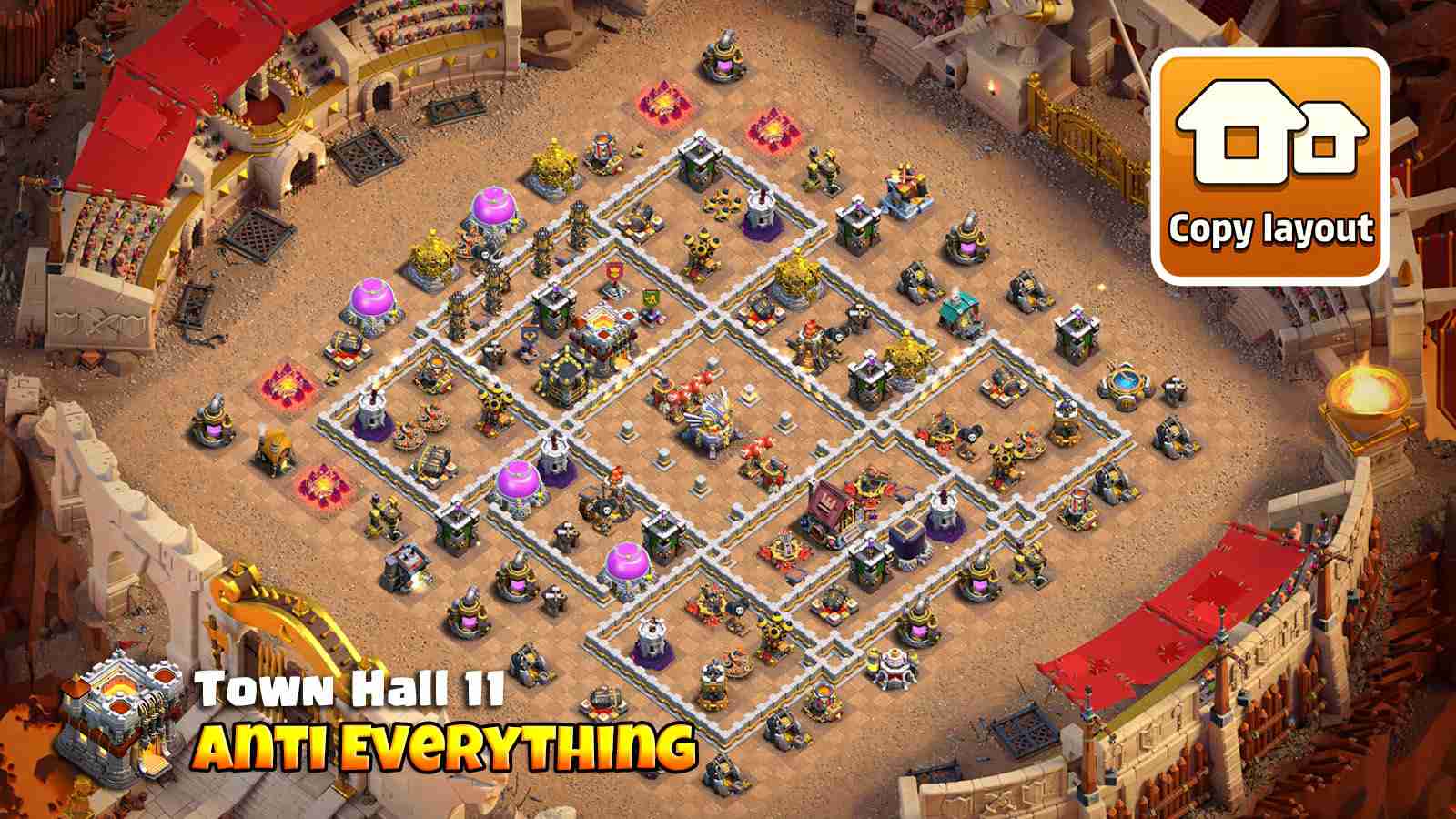 Town Hall 11 anti everything war base design