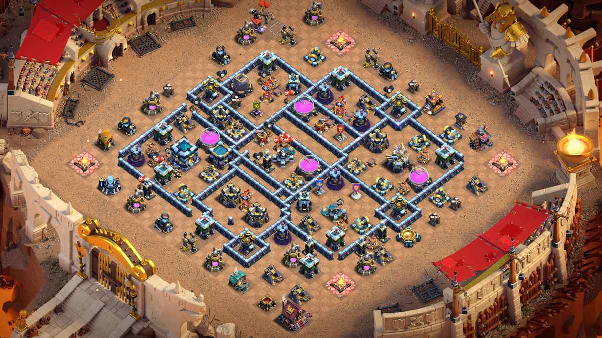 TH13 Anti 3-Star Base Layout with Separated Defenses for Maximum Protection