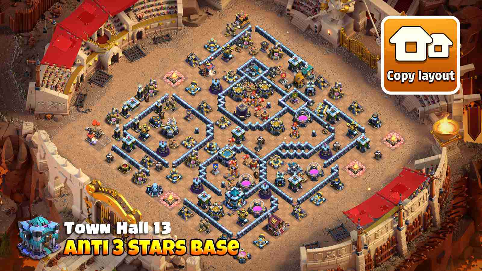 TH13 base design with anti air and hybrid defenses