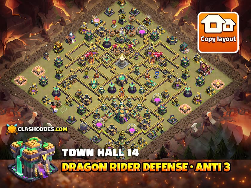 Base View Townhall14 Dragonrider Defense | Clash of Clans 2026