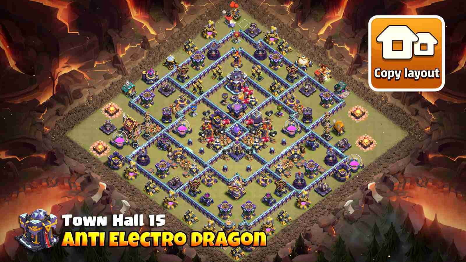 TH15 Base Strong Against Electro Dragon and Blimp Attacks