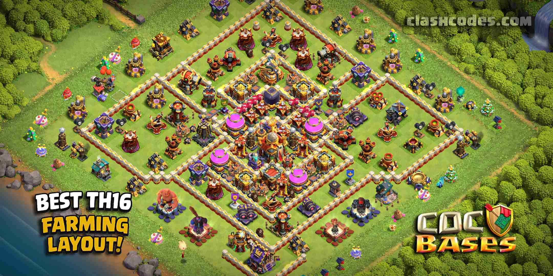 Base plan TH16 (design / layout) with Link, Anti Everything for Farming 2025