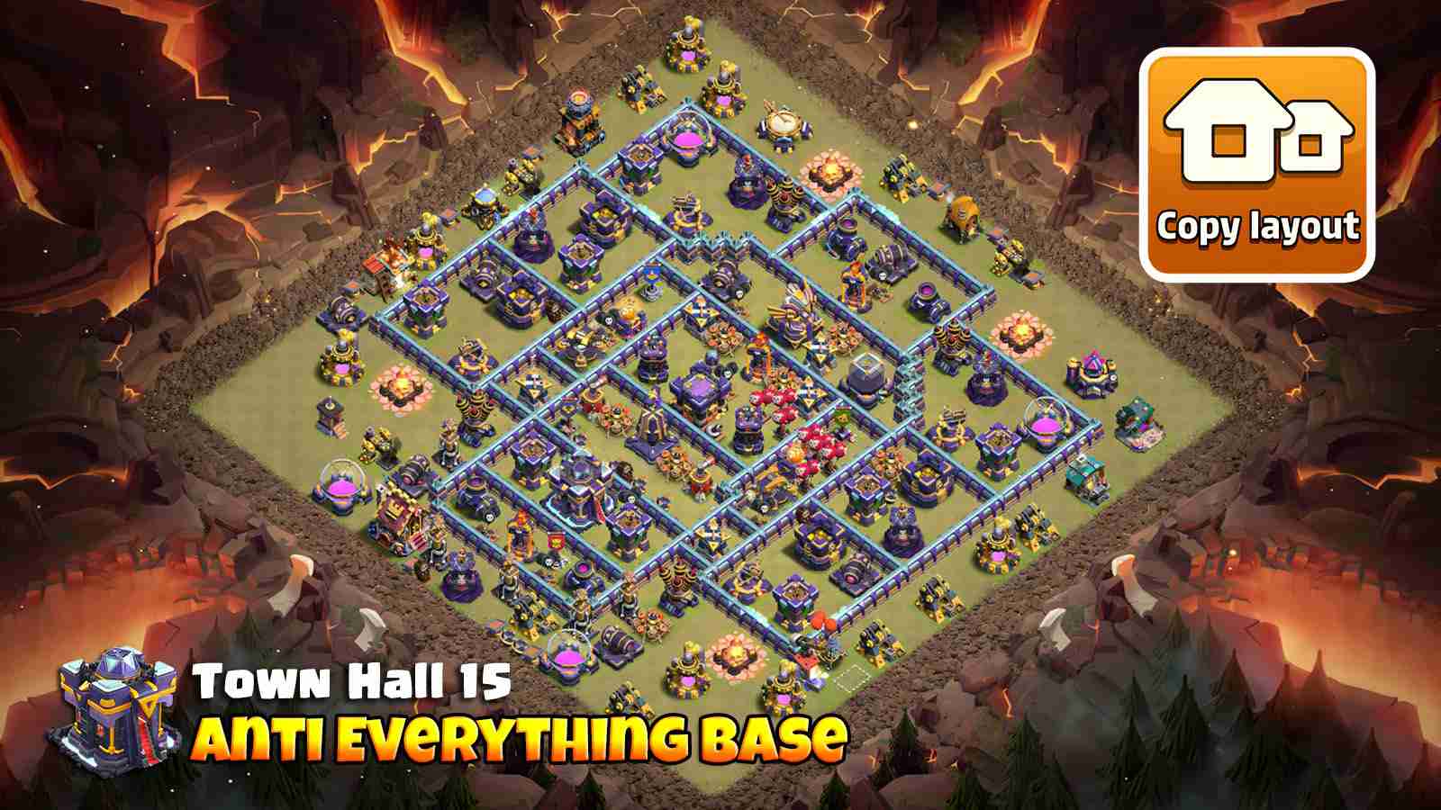 TH15 Anti 3 Star Base with Double Poison Spell Towers