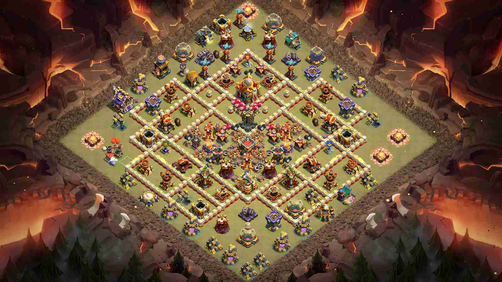 L-Shaped TH16 Base with Double Poison Core Defense