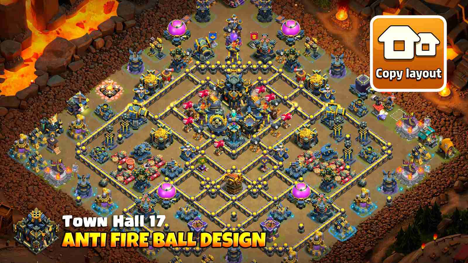 Hook Tower and walls minimize fireball damage and pathing