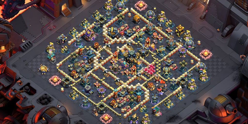 Post update TH17 hybrid base layout with overpowered defenses - Clash of Clans