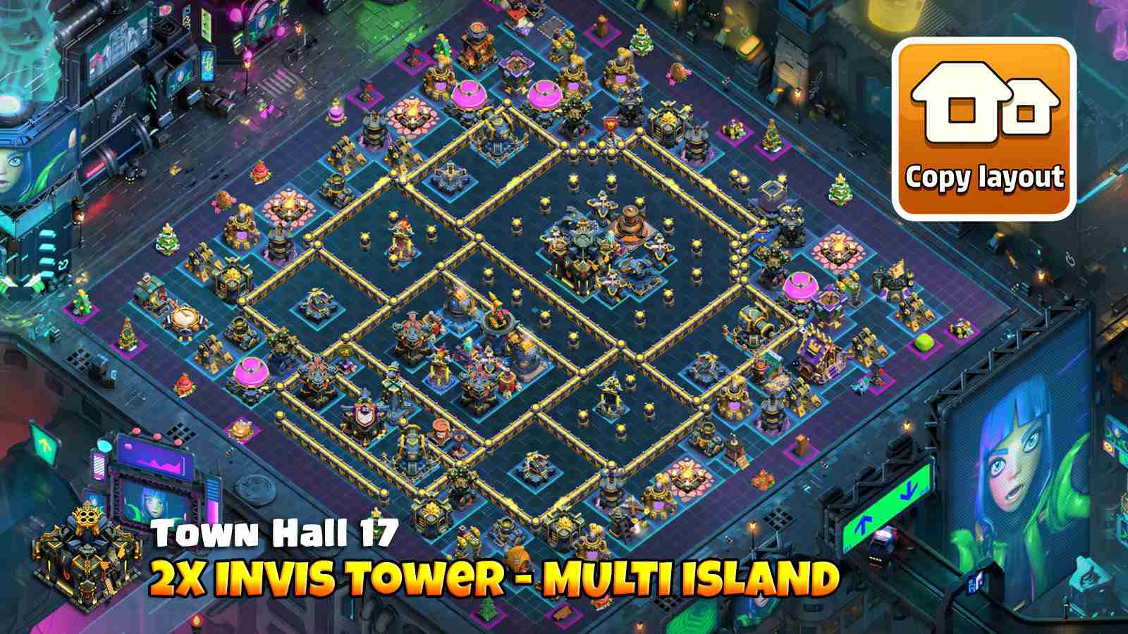 TH17 base with dead zones and Monolith tearing heroes apart