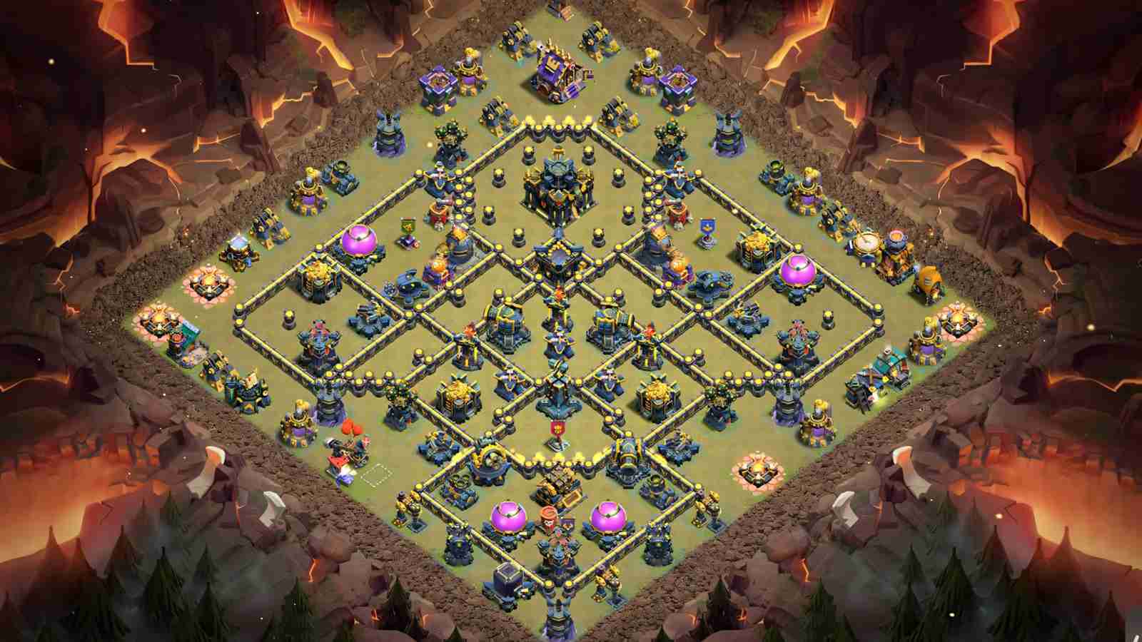 TH17 War Base Layout with Triple Inferno Core