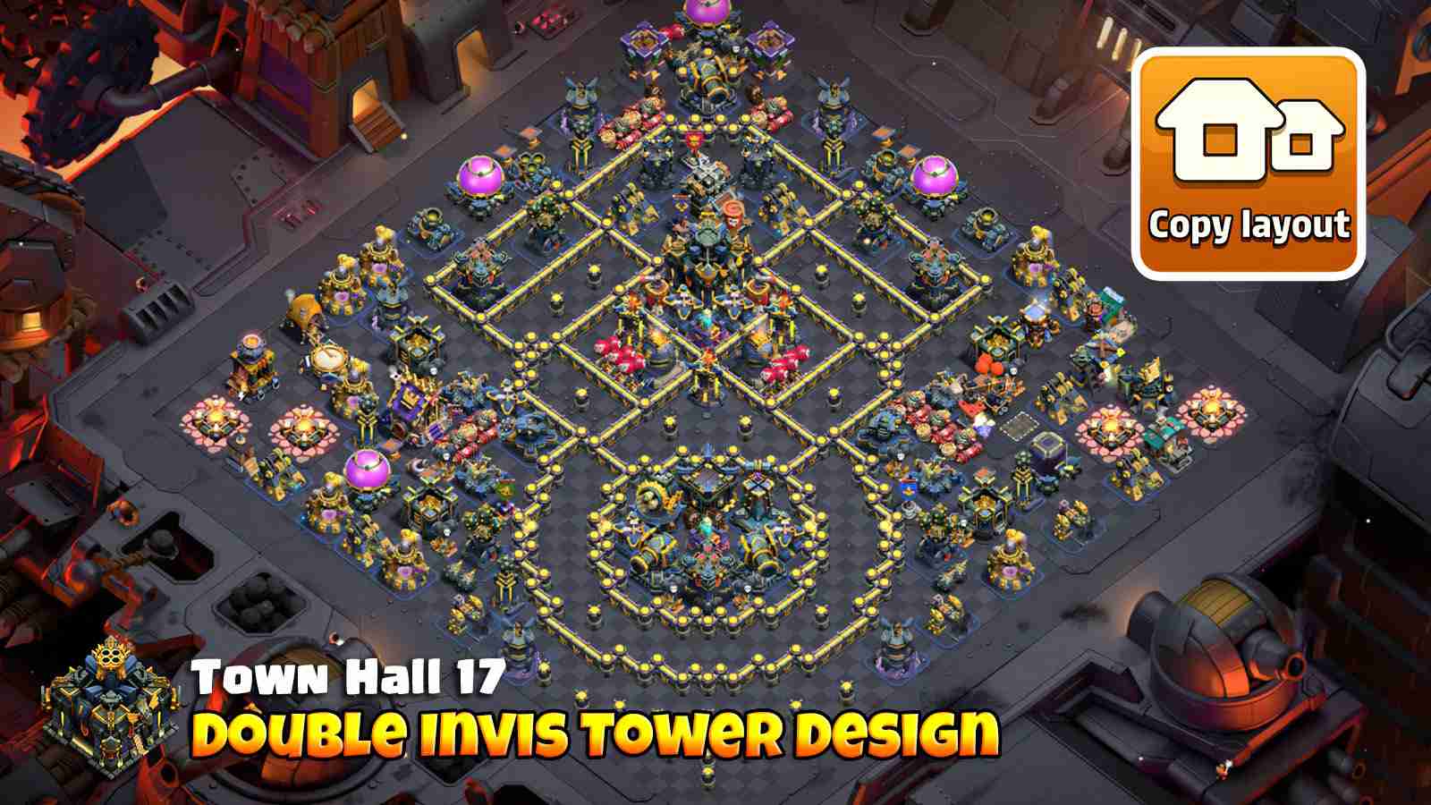 Invis Towers bait troops while core defenses melt everything