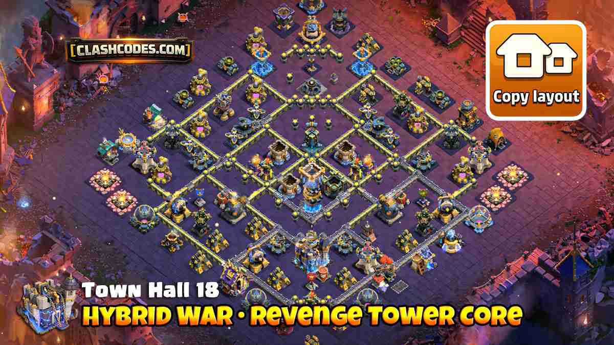 Hybrid layout with multiple compartments, dead zones and protected core with Monolith and Poison Towers