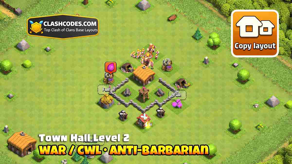 Clan War League (CWL) TH2 Design to Prevent 3 Stars