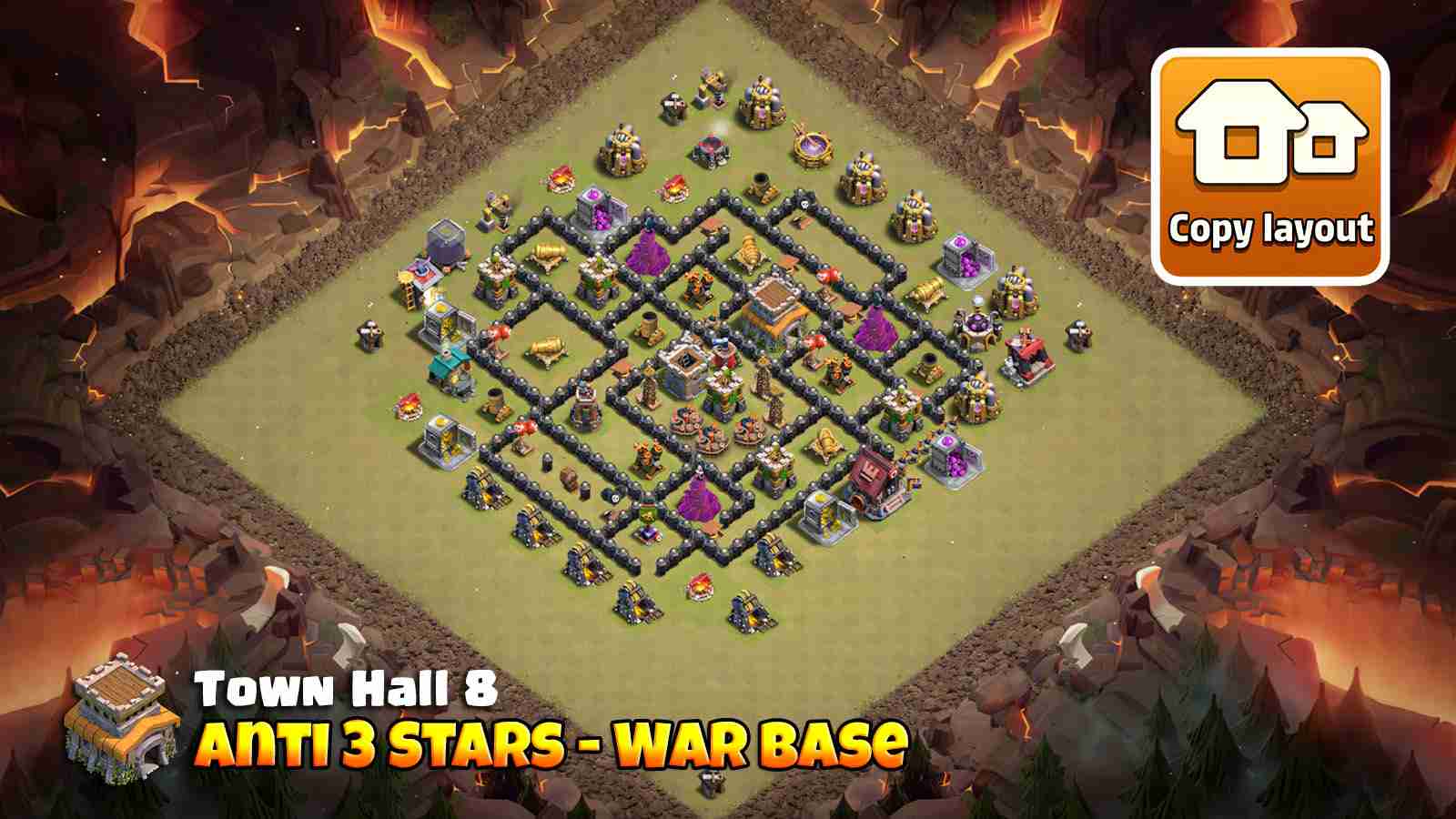 TH8 anti 3-star defense base for war or home village