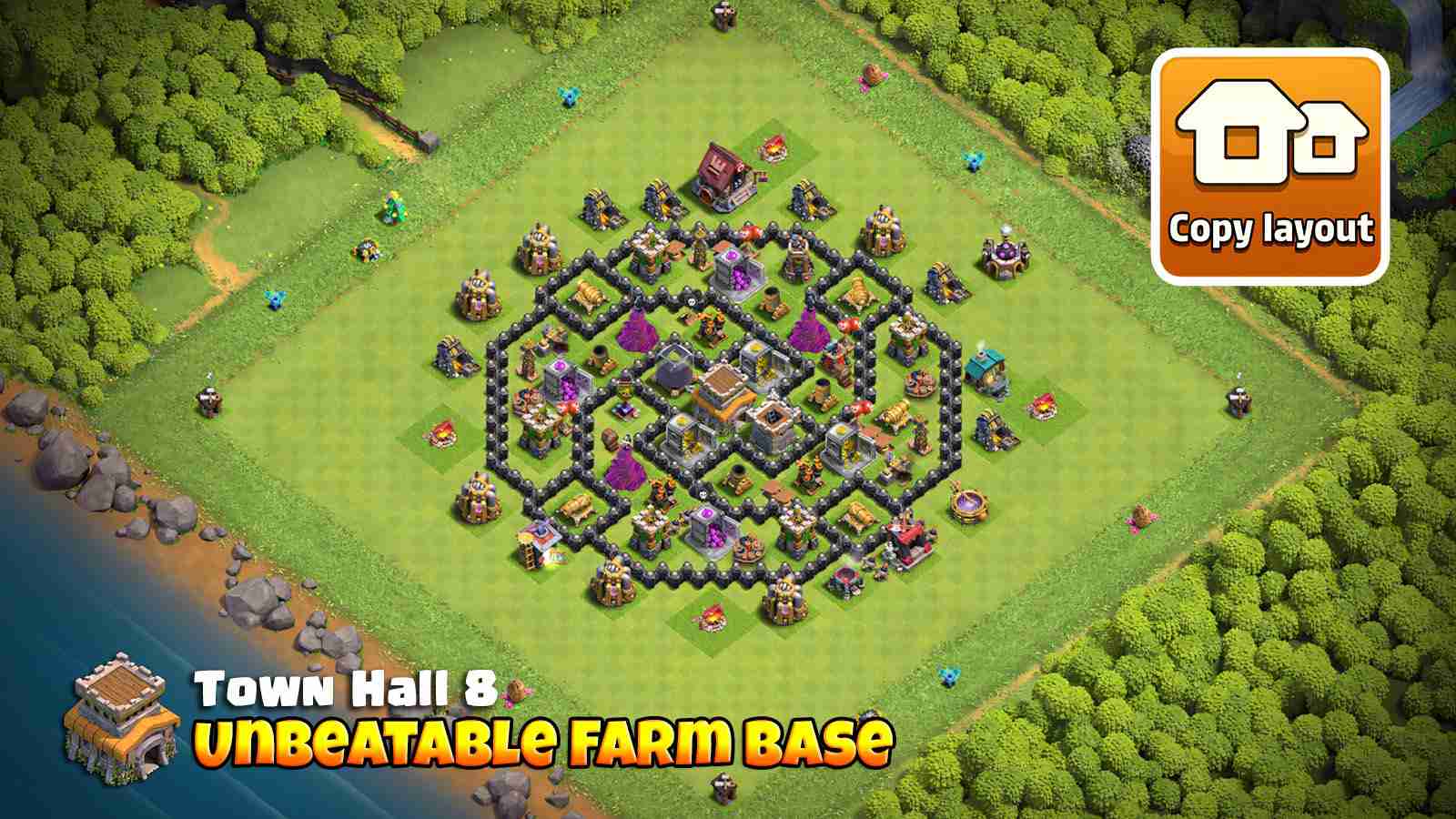 TH8 hybrid farming base with anti 2 star design