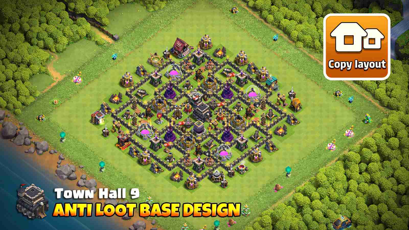 Best TH9 Farming Base for Clash of Clans 2025 - Anti 2 Star