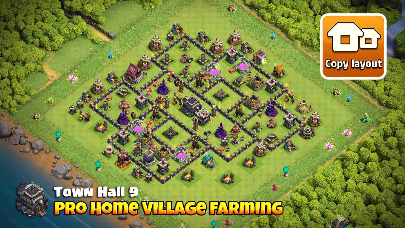 TH9 Best Farming Base Layout: Clash of Clans