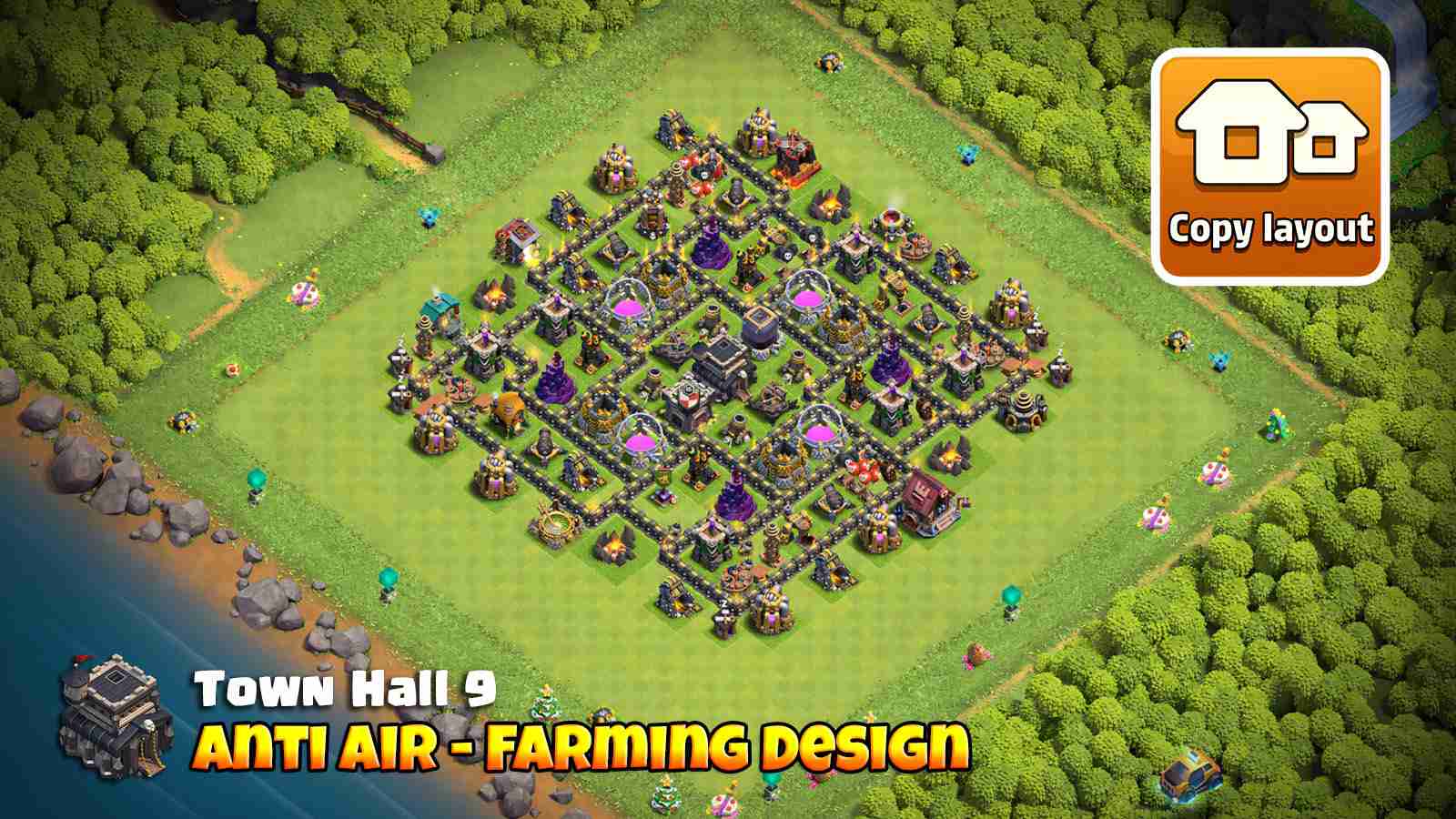 Best TH9 Farming Base | Anti 2 Star | Clash of Clans Base