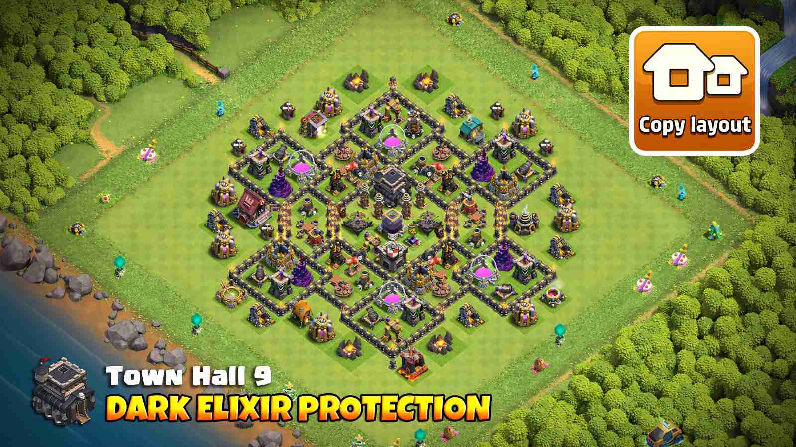 Clash of Clans TH9 Farming Base 2025: Anti 2 Star
