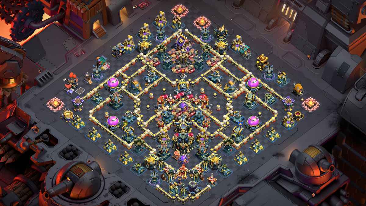 Clan War TH17 base that stops Blimp pushes