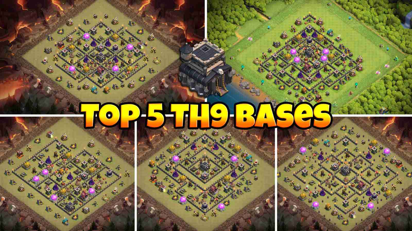 Top 5 Best TH9 COC Base (War/Hybrid/Farming/Defense) with Link