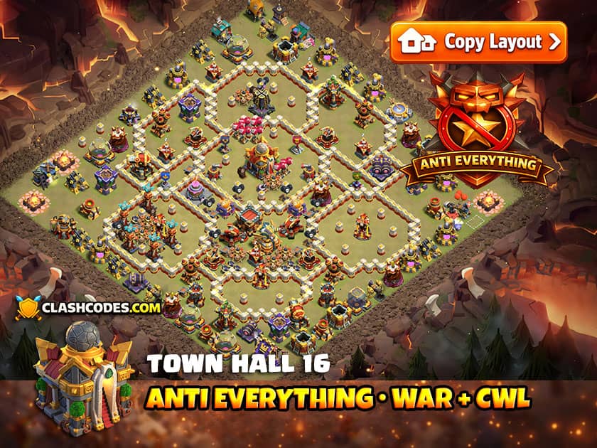 War and CWL base designed to make 2 Stars harder with compartmented defenses