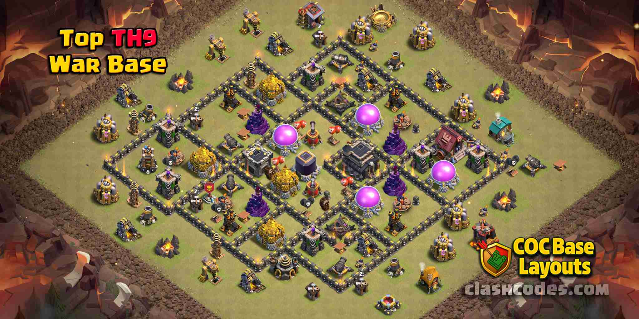 Best TH9 Base For Clan War Defense - Clash of Clans May 2025