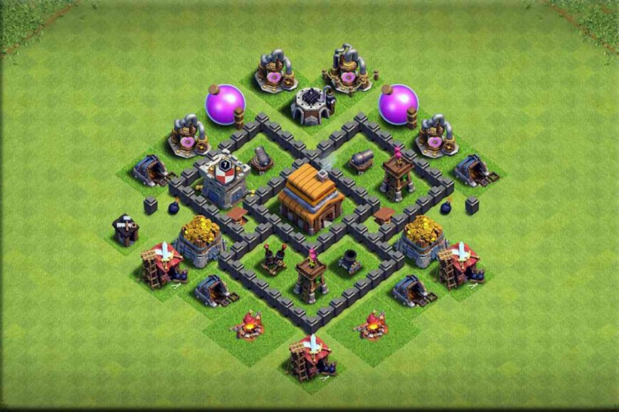 CoC TH4 Base #1 - Town Hall Base Link, Capital Layouts