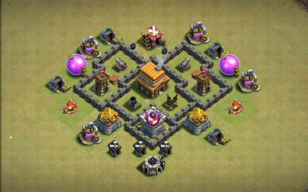 Best TH4 Base - War | Anti 3 Star Layout - Clash of Clans