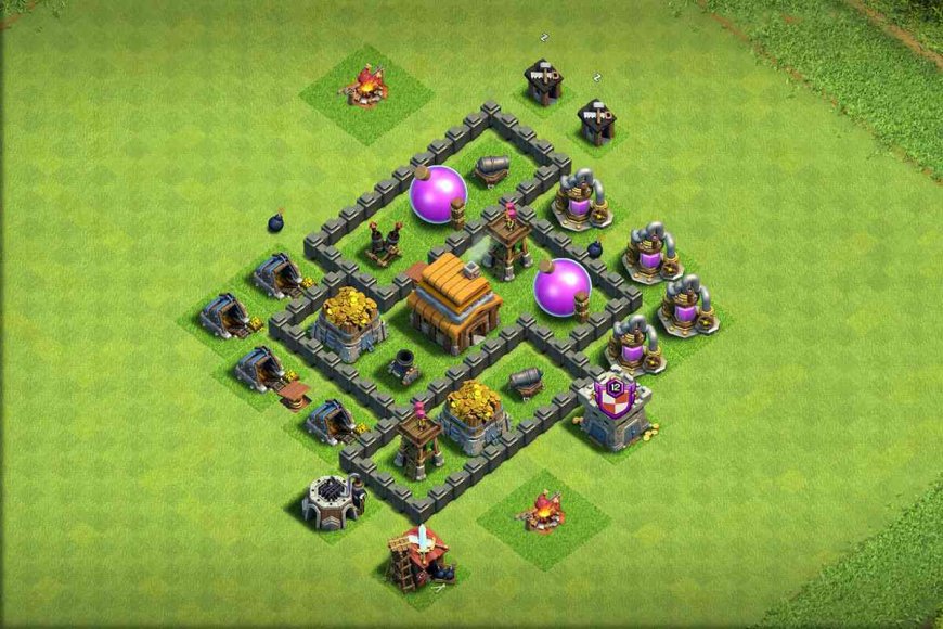 clash of clans town hall 4 map