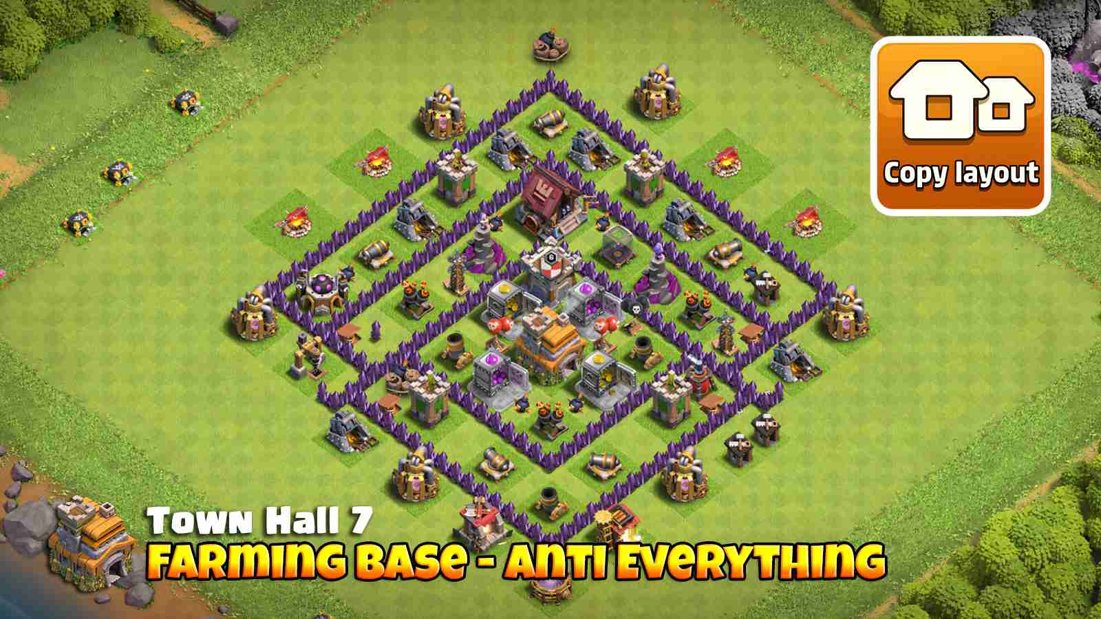 Copy COC Town Hall 7 Anti Everything Farming Base plan