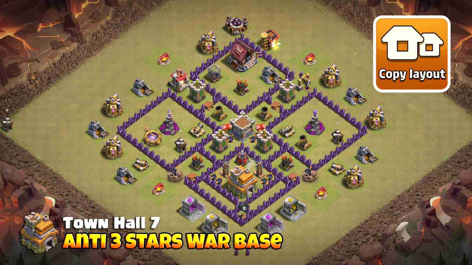 Copy COC Town Hall 7 Anti 3 Star War Base plan